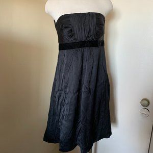 BANANA REPUBLIC EVENING SATIN 100% SILK BLACK DRESS SIZE 10P